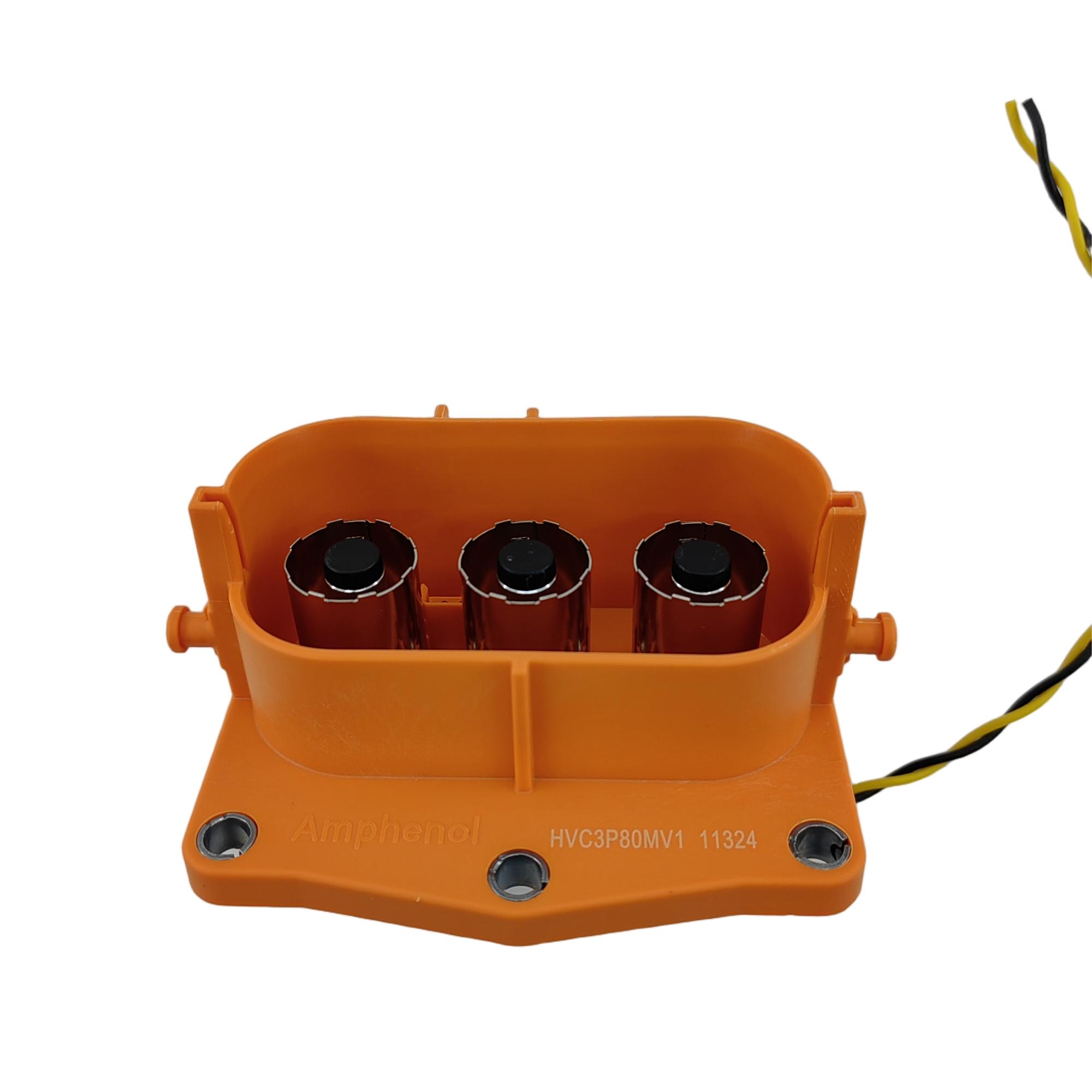 Amfenol HVC3P80MV 3-polige hoogspanning 800VDC EV-connectoraansluiting die HVC3P80FS koppelt met HVIL
