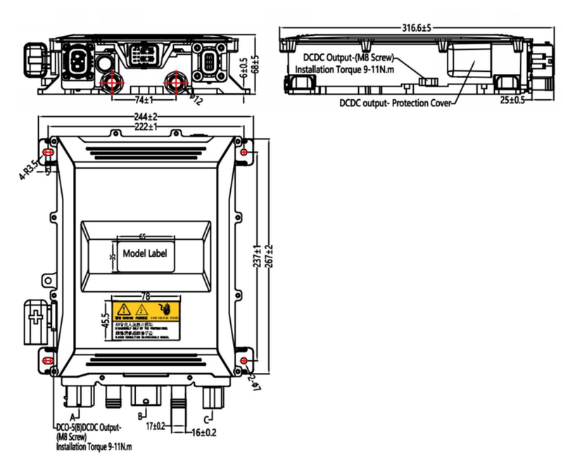 144 V 23 A 2 in 1 combo-oplader 3,3 kW OBC+ 1,5 kW 14 V DCDC 