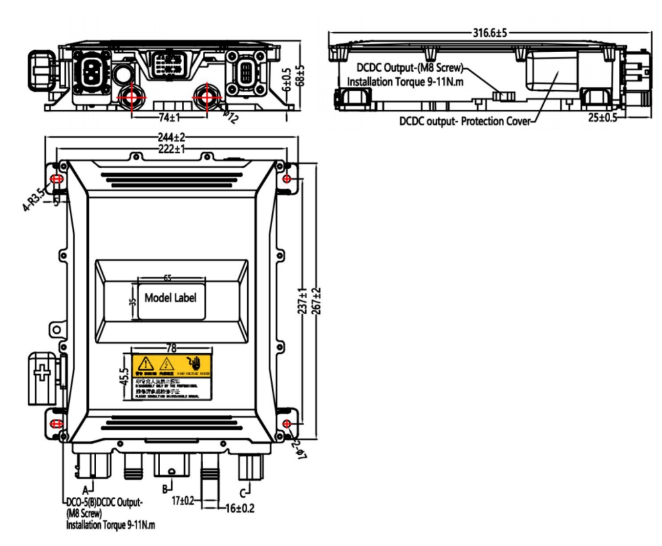 144 V 23 A 2 in 1 combo-oplader 3,3 kW OBC+ 1,5 kW 14 V DCDC 