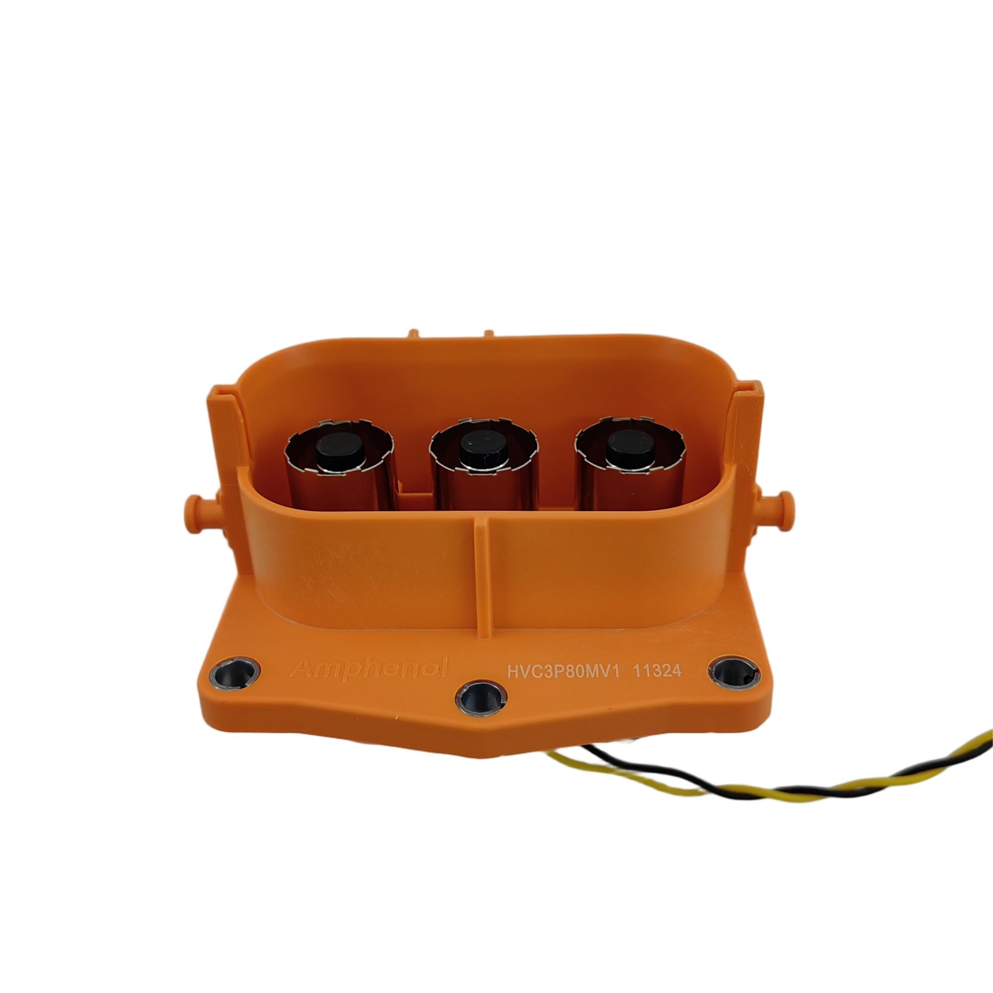 Amfenol HVC3P80MV 3-polige hoogspanning 800VDC EV-connectoraansluiting die HVC3P80FS koppelt met HVIL